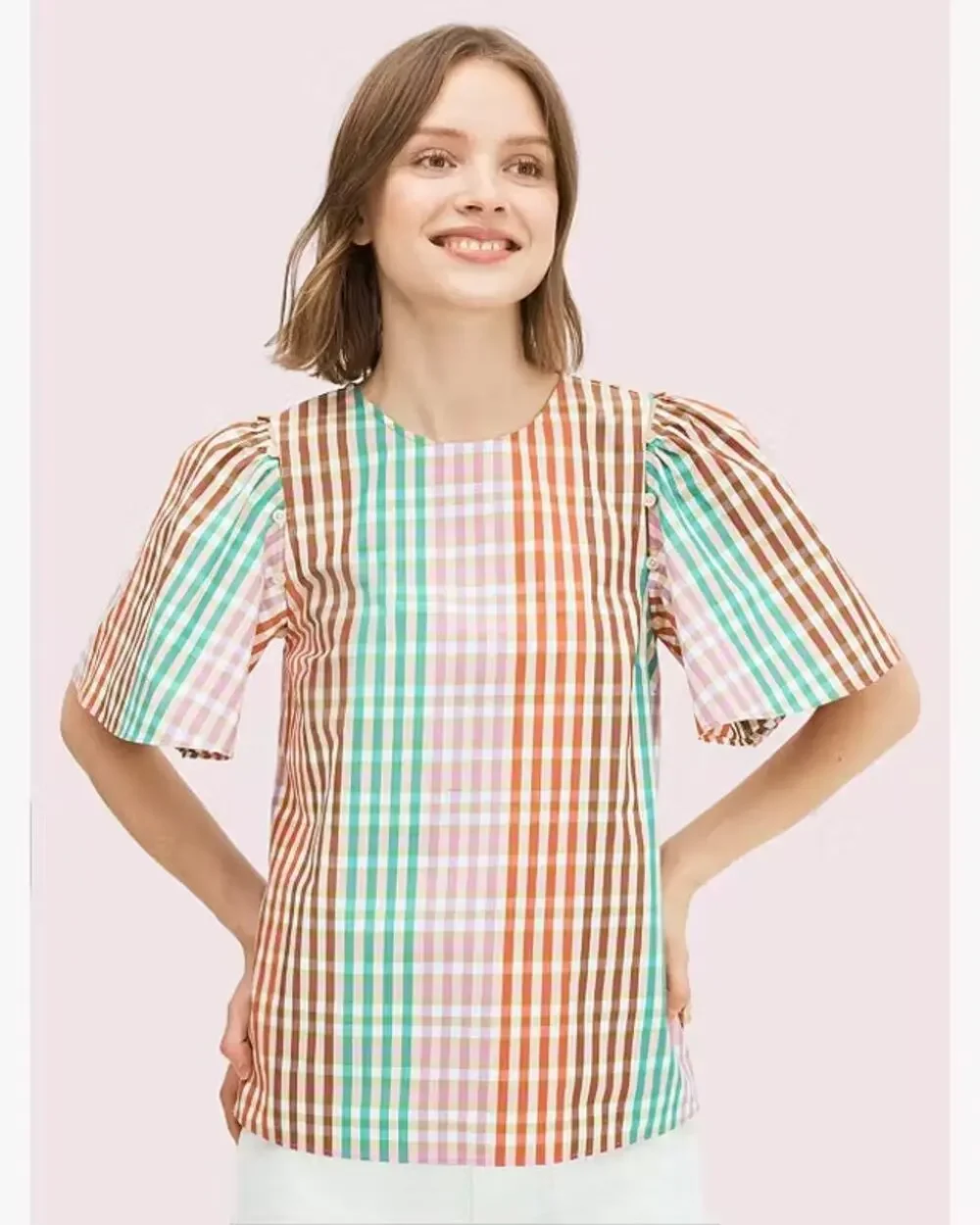 Kate Spade Rainbow Plaid Top
